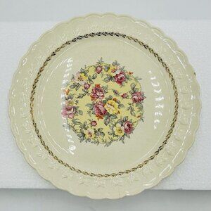 Vintage Taylor Smith 10" Dinner Plate Ivory and Floral #3144